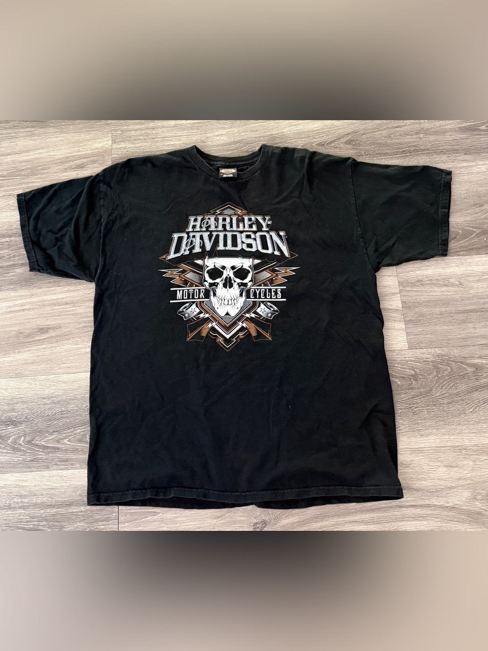 Vintage 2012 Harley Davidson Skull Shirt Ventura Camarillo CA Black Mens XL
